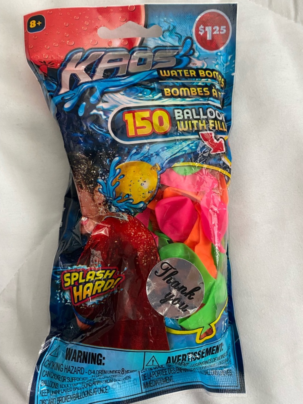 Kaos Water Balloons - Bright Pink, Orange, Green & Yellow Pack